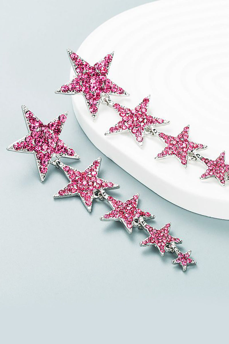 Charger l&#39;image dans la galerie, Fuchsia Five-Branches Stars Prom Boucles d’oreilles