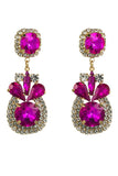 Fuchsia Strass Boucles d’oreilles perlées