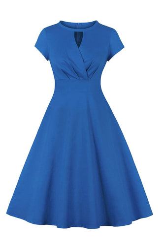 Robe Jewel Blue des années 50 avec trou de serrure