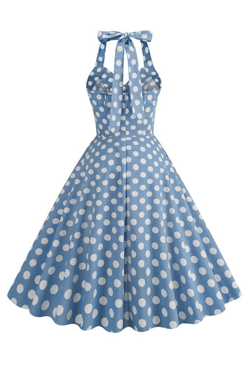 Hepburn Style Pois Bleu 1950s Robe