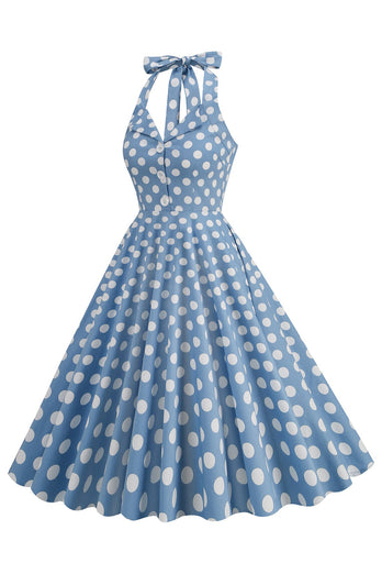 Hepburn Style Pois Bleu 1950s Robe
