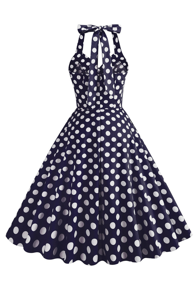 Charger l&#39;image dans la galerie, Hepburn Style Pois Bleu 1950s Robe