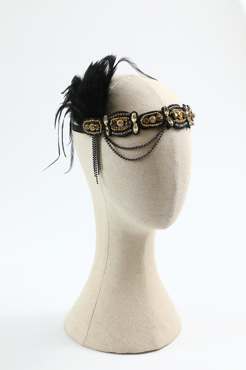 Charger l&#39;image dans la galerie, Ensemble d&#39;accessoires Cinq pièces Flapper noir doré des années 20