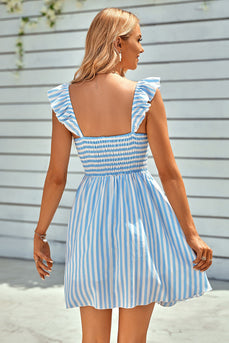 Mini robe d’été bleue à l’épaule