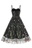 Charger l&#39;image dans la galerie, Une robe noire des années 50 avec broderie