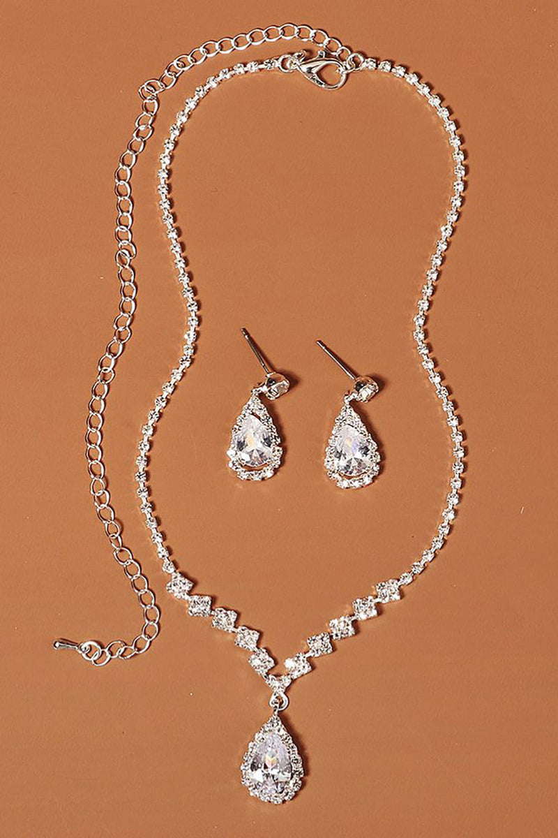 Charger l&#39;image dans la galerie, Strass Drop Bridal Earrings Collier Set