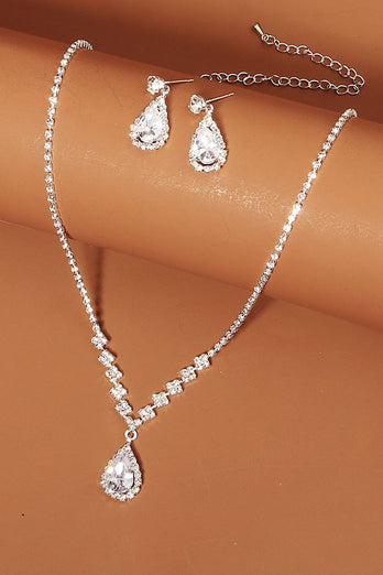 Strass Drop Bridal Earrings Collier Set