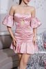 Charger l&#39;image dans la galerie, Découpez une robe de cocktail courte rose avec des volants
