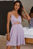 Une ligne Robe d'été violet clair à bretelles spaghetti