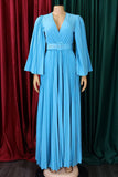 Robe d’invité de mariage longue plissée bleu ciel