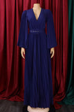 Robe d’invité de mariage longue plissée bleu ciel