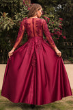 Satin A Line Robe Mère De La Mariée à Manches Longues