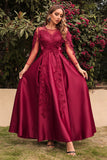 Satin A Line Robe Mère De La Mariée à Manches Longues