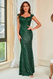 Paillettes vert foncé Robe de Soirée à paillettes