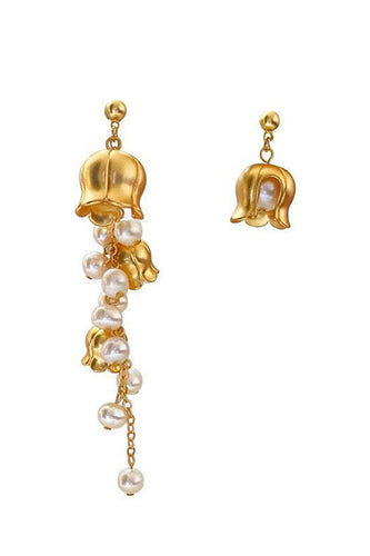 Boucles d’oreilles asymétriques Golden Flowers Pearl