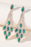 Boucles d’oreilles longues en strass verts