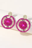 Boucles d’oreilles rondes en alliage Strass Fuchsia