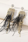 Boucles d’oreilles longues en plume de gland Strass