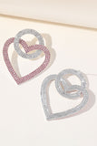 Boucles d’oreilles en forme de cœur en strass étincelantes