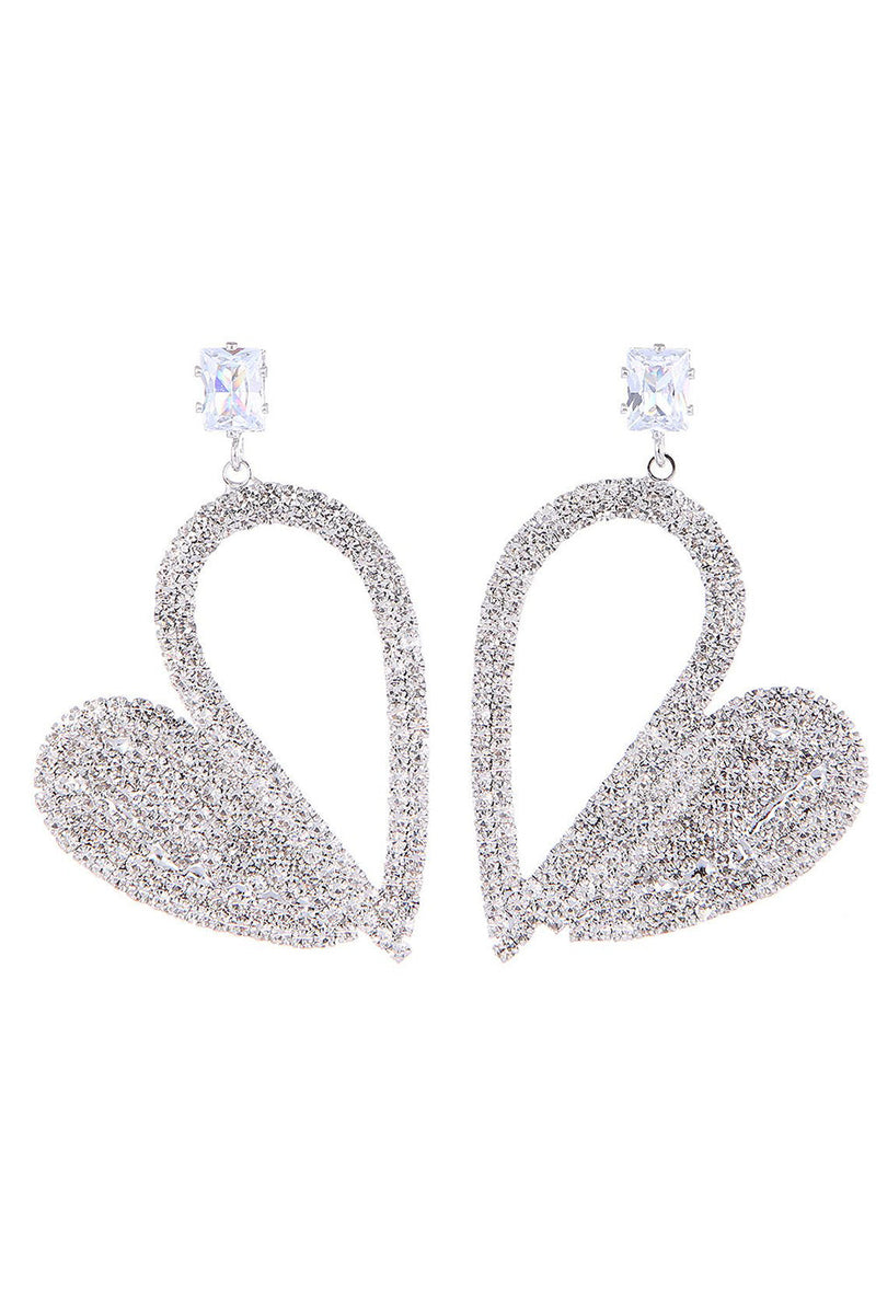 Charger l&#39;image dans la galerie, Fashion Silver Heart Strass Boucles d’oreilles pendantes pour femmes
