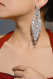 Boucles d’oreilles en argent brillant Longues Strass