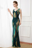 Charger l&#39;image dans la galerie, Paillettes vert foncé Gaine longue robe des années 20