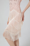 Blush Sequins 1920s Robe avec franges