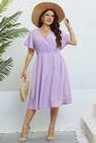Robe d’été Lilac Plus taille V col avec manches courtes