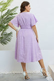 Robe d’été Lilac Plus taille V col avec manches courtes