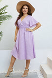Robe d’été Lilac Plus taille V col avec manches courtes
