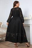 Noir Plus Taille Manches Longues Col Rond Robe d’été