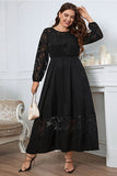 Noir Plus Taille Manches Longues Col Rond Robe d’été