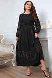 Noir Plus Taille Manches Longues Col Rond Robe d’été