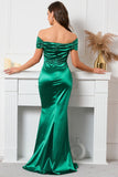 Sirène de l’épaule Robe de bal longue verte avec fente