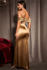 Charger l&#39;image dans la galerie, Robe de Soirée kaki scintillante à épaules dénudées avec fente