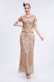 Robe à flancs à franges Gatsby perlée au champagne