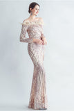 Robe de Soirée dorée à paillettes scintillantes avec plumes