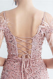 Cold Shoulder Sequins Blue Corset Robe de bal avec plumes