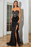 Robe de Soirée longue noire chérie avec fente