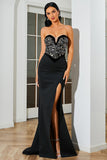 Robe de Soirée longue noire chérie avec fente