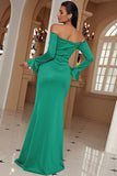 Robe de Soirée longue vert off The Shoulder avec fente