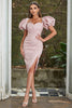Charger l&#39;image dans la galerie, Robe de cocktail Pink Sweetheart Bodycon Puff Sleeves