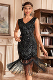 Robe à paillettes tressées dorées noires des années 20