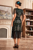 Col V foncé frange Gatsby des années 20 Robe avec paillettes