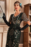 Col V foncé frange Gatsby des années 20 Robe avec paillettes