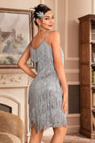 Sangles Spaghetti bleu royal Franges Rogging 20s Great Gatsby Robe