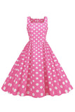 Polka Dots Rose Robe sans manches des années 50