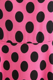 Rose Noir Polka Dots Cap Manches 1950s Robe