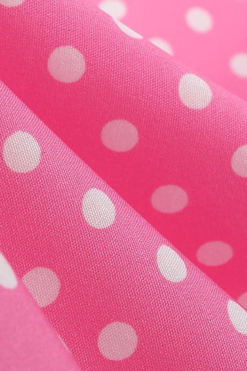 Pink Polka Dot Manches Courtes Peter Pan Robe Vintage