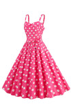 Sangles Spaghetti Roses Polka Robe des années 50 avec nœud papillon